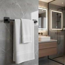 ABM Siyah Uzun Havluluk Duvara Monte Yapışkanlı Metal Havlu Askısı 42 Cm, Mat Siyah Banyo Aksesuarı Diğer