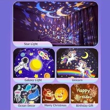 Belirtilmemiş Bunny S Carousel Gece Lambası Projeksiyonlu Müzikli Atlıkarınca Tasarım Kablolu 5V USB Çalışma Tavşan Figürlü Döner Işıklı Çocuk Odası Yıldız Tavan Projektör Gece Işığı WH-E11 Diğer