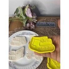 Genel Tedarik Iş Makineleri Kurabiye Kalıbı Seti - Traktör - Hamur Şekillendirici - Şeker Hamuru Kalıp- 4 Adet