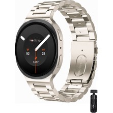 Novstrap Samsung Galaxy Watch 9 40MM 44MM ile Uyumlu Kısaltma Aparatlı Baklalı Çelik Metal Kordon