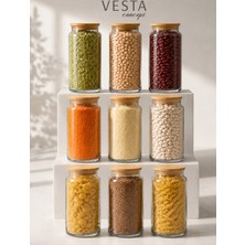 Vesta Concept 9 Adet Vakumlu Bambu Kapaklı Sızdırmaz Cam Kavanoz Seti - 1420 ml