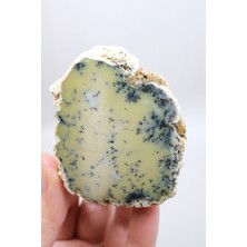 Healcrystal Sarı Dendritik Opal Tekli | Merlinite Örneği, Siyah Dendritler Ile, 90GR