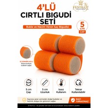 Festilo 4'lü Cırtlı Saç Bigudisi 5 cm Bukle ve Hacim Veren Süngerli Isısız Saç Şekillendirici