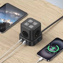The Gencoo 4lü Akım Korumalı Priz Gece Lambalı 2xusb 2xtype-C Çıkış Yüksek Gerilim Koruma Çoklu Priz