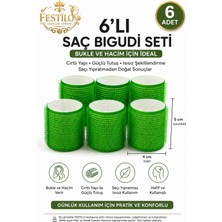 Festilo 6'lı Cırtlı Saç Bigudisi 4x5 cm Isısız Bukle ve Hacim Veren Süngerli Saç Bigudi Seti