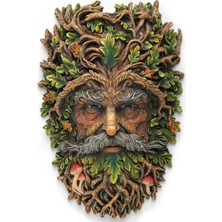 Wise Wıse Yeşil Adam Duvar Maskı Dekoratif Obje – Mitoloji ve Doğa Temalı Poliresin Duvar Dekoru – 26 cm