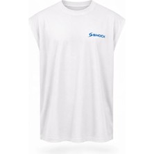 Shock Man Shock Sportswear Erkek Kolsuz Fitness Tişörtü Beyaz Metalik Gold Logo 2xl