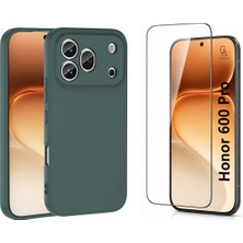 Coolacs Honor 600 Pro Uyumlu Içi Kadife Lansman Kılıf ve Şeffaf Temperli Cam Ekran Koruyucu