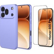 Coolacs Honor 600 Pro Uyumlu Içi Kadife Lansman Kılıf ve Şeffaf Temperli Cam Ekran Koruyucu