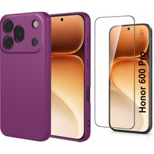 Coolacs Honor 600 Pro Uyumlu Içi Kadife Lansman Kılıf ve Şeffaf Temperli Cam Ekran Koruyucu