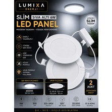 Lumixa Enerji 6W Slim LED Spot Panel Yuvarlak 3,5" (Delik:10,5cm DIŞ:12CM) Beyaz Işık 6500K 2 Adet