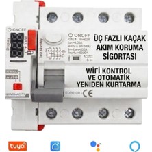 ONOFFSMART Tuya Wifi Akıllı 3 Fazlı Kaçak Akım Sigortası 63 Amper  Gyar9-Ac-Ty Gyl9