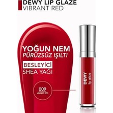 Dewy Lip Glaze Parlak & Dolgun Görünüm Veren Yapışmayan Dudak Parlatıcısı 009 Vıbrant Red