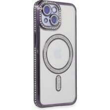 Apple Iphone 13 Kılıf Joke Simli Magneticsafe Kılıf - Derin Mor