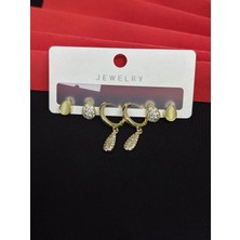 Melisa Takı & Aksesuar 316L Çelik Fashıon Gold Renk 6lı Set Zirkon Taşlı Küpe