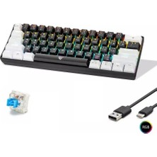 Mofan MF1701BW Gaming Mekanik Rgb Klavye Blue Switch - Siyah Beyaz