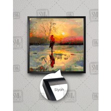 SML Tablo Gün Batımında Doğada Yürüyen Kadın Soyut Sanat Dekor Kare Çerçeveli Kanvas Tablo