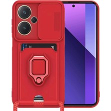 Xiaomi Redmi Note 13 Pro Plus Kılıf Zuma Kartvizitli Yüzüklü Silikon - Kırmızı