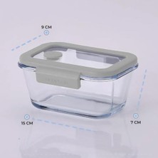 Glace Vakumlu Cam Saklama Kabı 460 ml Gri