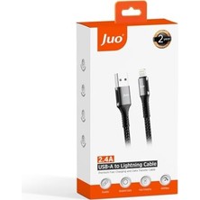 12W 2.4A Usb-A To Lightning iPad ile Uyumlu Örgülü Hızlı Şarj ve Data Kablosu 1 Metre