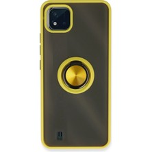 Realme C11 2021 Kılıf Montreal Yüzüklü Silikon Kapak - Sarı