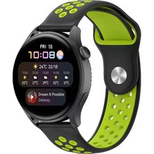 Watch 20MM Spor Delikli Kordon - Siyah-Yeşil