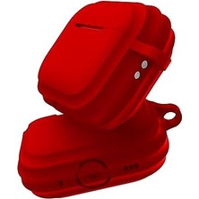 3 Uyumlu Rubber Silicone Kancalı Yumuşak Silikon Kılıf 3 Uyumlu Kulaklık Kılıfı (Kırmızı)