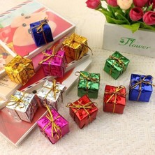 12 Adet Yılbaşı Ağacı Süsü Küçük Hediye Kutuları Asılı Süslemeler Mini Noel Folyo Kutuları El Yapımı Hediye Kutuları Noel Ağacı Süslemeleri Çeşitli Renkli