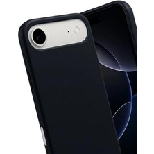 & Aksesuar iPhone 17 Air ile Uyumlu Içi Kadife Dışı Mat Yapıya Sahip Koruma Sağlayan Lansman Silikon Kılıf (Siyah)