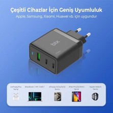 BX3P65G 65W Gan Qualcom 4.0 2*type-C & Usb-A 3 Portlu, MacBook Pro/air, iPad Air/pro, iPhone 16/15/14/14 Pro Max iPhone /13/13 Pro Max, Galaxy S24/S23/S22/S21 Uyumlu BX-3P65G