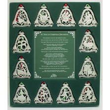 12 Günlük Noel Süs Seti, 12'li Metal Süs Seti, 7,7 Cm, Abbey & Ca Gift