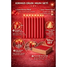10’lu Kırmızı Dilek Mumu Seti – Kaliteli ve Pürüzsüz Dış Yapılı, Içten Yanan Fitilli, Silindir Blok Tasarımlı, Dekoratif ve Ritüel Kullanımına Uygun Mumlar