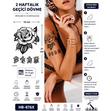 Tattoo Gerçekci Geçici Gül Ve Yazı  Desenli Dövme Sahte Etiket Kadın Erkek Kol Bacak