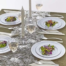 Branches Tasarımı Masa Koşulları | Lüks Düğün ve Yemek Için | 30,48 cm x 274,32 cm | 3 Parça (Parlak Gümüş)