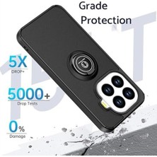 Psr Aksesuar Xiaomi Mi 15T Pro Uyumlu Kılıf – Mat Parmak Izi Yapmaz, Renkli Tuşlu, Yüzüklü Standlı Military Armor Kapak (Siyah, Xiaomi Mi 15T Pro)