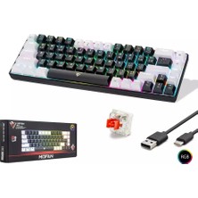Mofan MF1703B Gaming Mekanik Klavye Trı Mod Rgb Red Switch - Siyah Beyaz