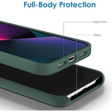 iPhone 14 Plus ile Uyumlu Lansman Silikon Kılıf, Kamera Korumalı Kadife Iç Astarlı Esnek ve Darbe Emici Mat Haki Yeşil Kapak