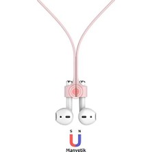 Mıknatıslı Kulaklık Askısı | Airpods ve Tws Kulaklıklarla Uyumlu Boyun Askısı, Silikon Kordon, Spor ve Günlük Kullanım Için Düşme Önleyici Tutucu Pembe
