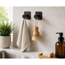 Tekli Yapışkanlı Metal Siyah Askı, Delmeden Duvara Monte Havlu Askısı, Çanta Askısı, Mutfak Banyo Askısı, Paslanmaz Yapışkanlı Duvar Askısı, Modern Kare Tabanlı Askı Aparatı