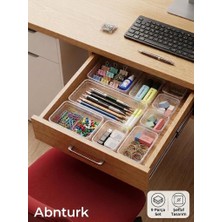 Abnturk 9 Parça Çekmece Içi Organizer Set Plastik Kaydırmaz Tabanlı Şeffaf Çok Amaçlı Düzenleyici