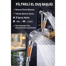 Mineralli Filtreli Duş Başlığı ve Paslanmaz Çelik Duş Hortumu Seti, Yüksek Basınçlı Su Tasarruflu El Duşu, Kireç Önleyici Banyo Aksesuarı,filtreli El Tipi Duş Başlığı