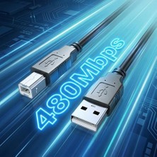 USB To Usb-B Yazıcı Tarayıcı Printer Kablosu (3 Metre) - Pc ve Laptop ile Yazıcı Ara Bağlantı Data Kablosu - USB 2.0 Hi-Speed - Stabil Performans - Kolay Kullanım