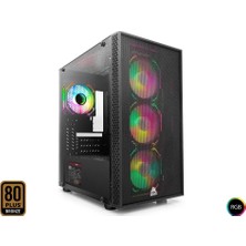 Mofan MF2900B 850W 80PLUS Bronze  Power Supply 4*rgb Fan Temperli Cam Siyah Gaming Kasa