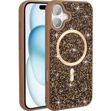 Voyo Apple iPhone 17 Kılıf Mg-Safe Taşlı Şarjlı Parlayan Silikon Kapak Voymoz