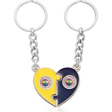 Fenerbahçe Kişiye Özel Çift Kalp Anahtarlık - Sevgiliye Hediye