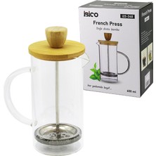 French Press Bambu Kapak 600ML Cam Bitki Süzgeçi