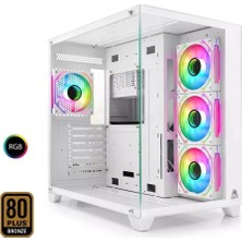 Mofan MF2901W 850W 80PLUS Bronze Power Supply 4*rgb Fan Temperli Cam Beyaz Gaming Kasa