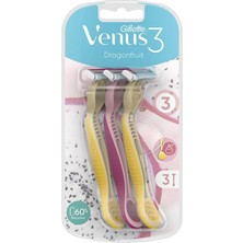 Gillette Venus 3 Tek Kullanımlık Tıraş Makinesi, Kadın, 3 Ejderha Meyvesi Kokulu Tıraş Makinesi
