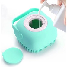 Elegx Evcil Hayvan Bakım Banyo Masaj Fırçası Sabun ve Şampuan Dağıtıcılı Yumuşak Silikon Kıl Uzun Kı