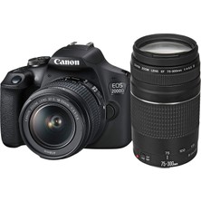 Canon Eos 2000D 18-55MM Is +75-300MM Fotoğraf Makinesi Full Hd, Siyah, 2 Yıl (Canon Eurasia Garantil